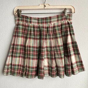 1950s 1960s Little Girl's Wool Plaid Pleated Skirt
